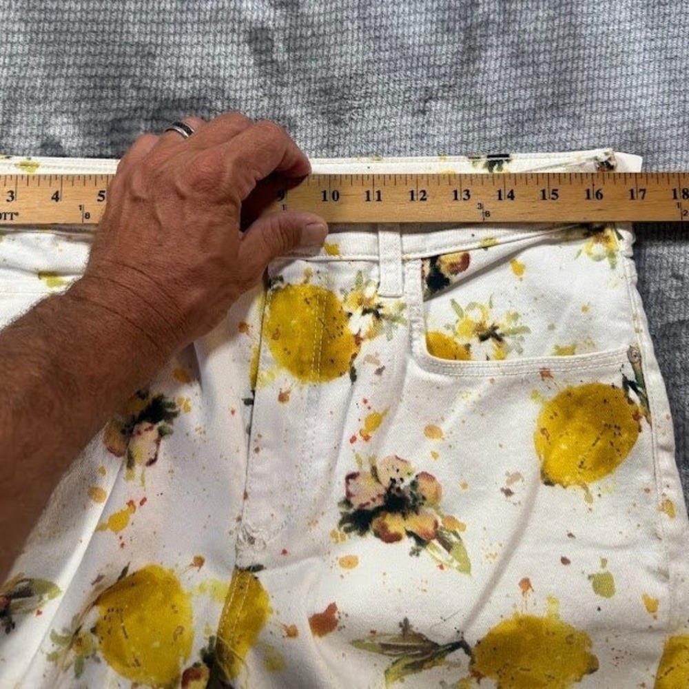 Anthropologie Pilcro The Letterpress Lemon Floral Boot Jeans Womens White 32X27 - Picture 8 of 11